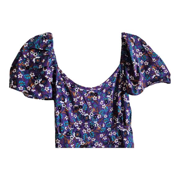 BAND OF THE FREE GYPSIES S Dress Mini Purple Floral Smocked Back NEW - Picture 4 of 7